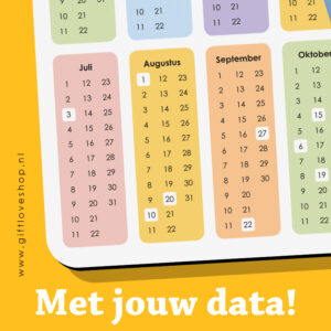 Kalender muismat met eigen data - Gepersonaliseerd - Pastel