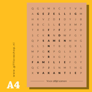 Gepersonaliseerde Woordzoeker Poster - A4 formaat - Kraft